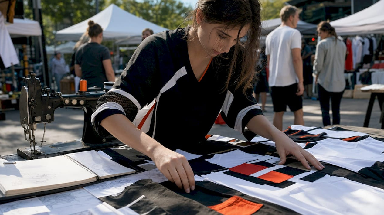 Fan designing custom hockey shirt materials