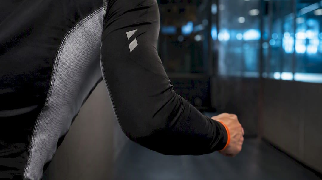 Close-up of sleeve seam and print placement