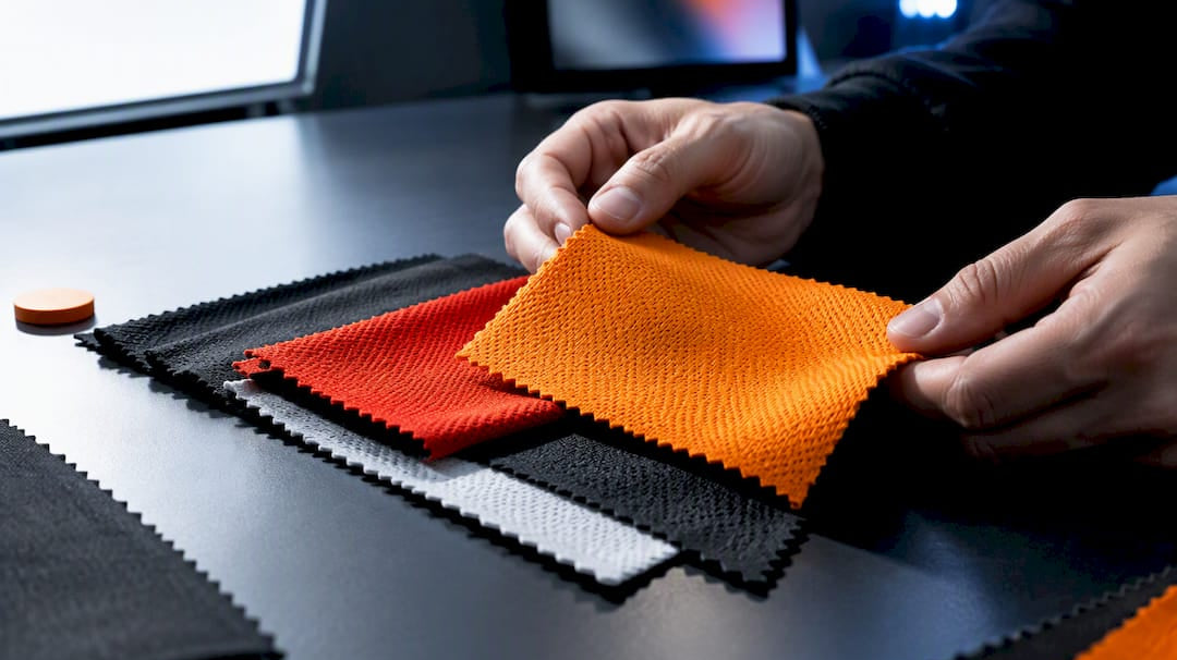 Textile swatches under contrasting lighting