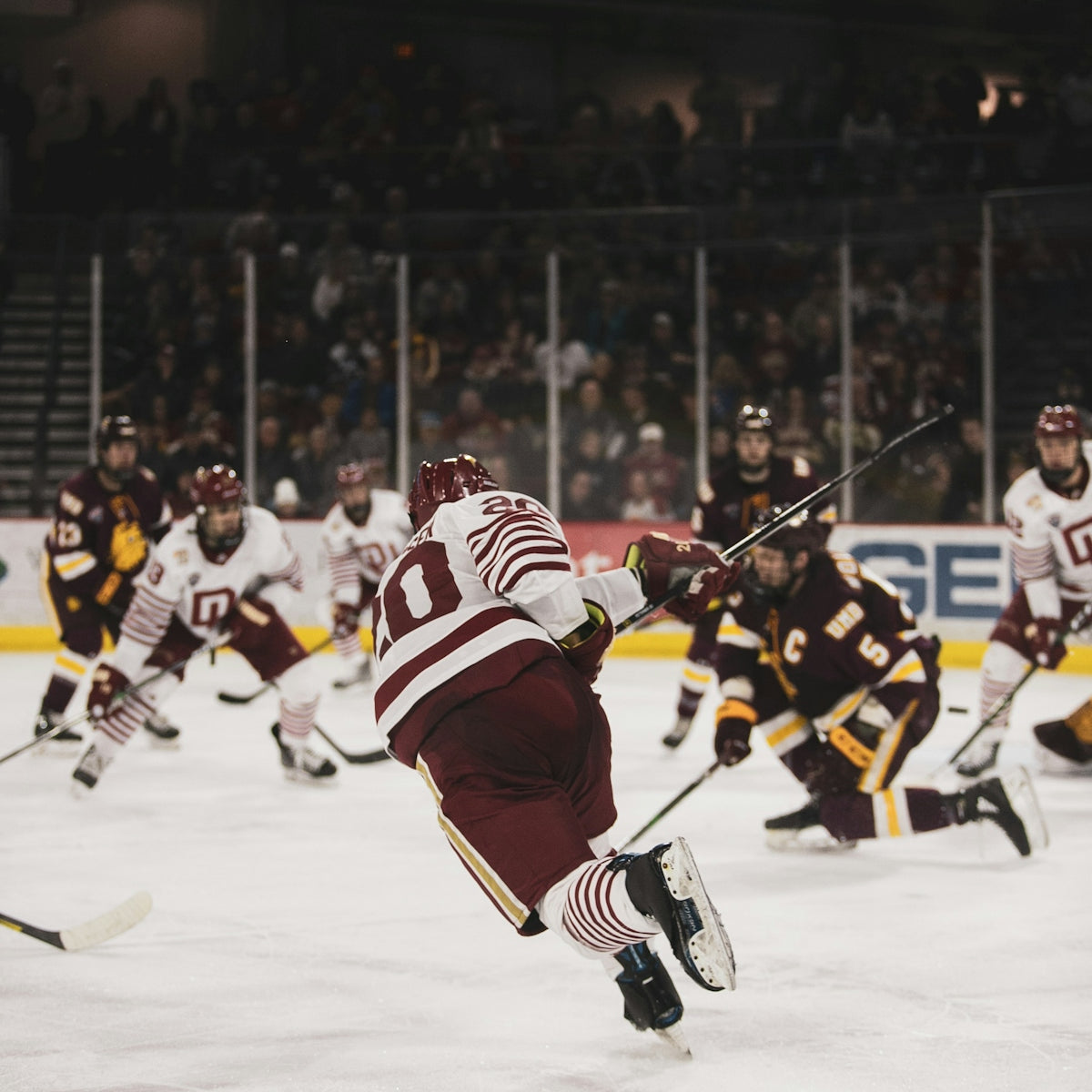 ice hockey players on ice hockey stadium