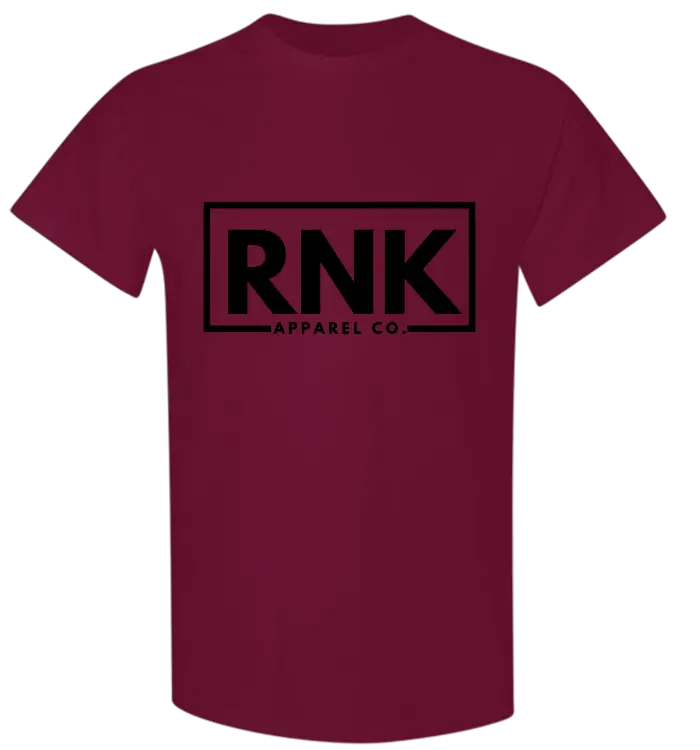 Youth black RNK logo T-shirt made of 100% cotton, featuring a hockey-inspired design and RNK Apparel Co. branding.