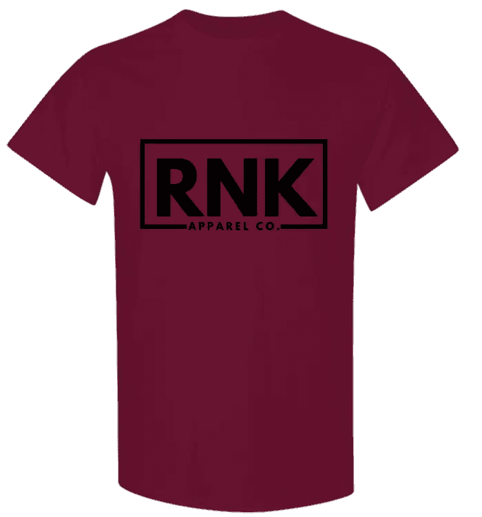 Youth black RNK logo T-shirt made of 100% cotton, featuring a hockey-inspired design and RNK Apparel Co. branding.