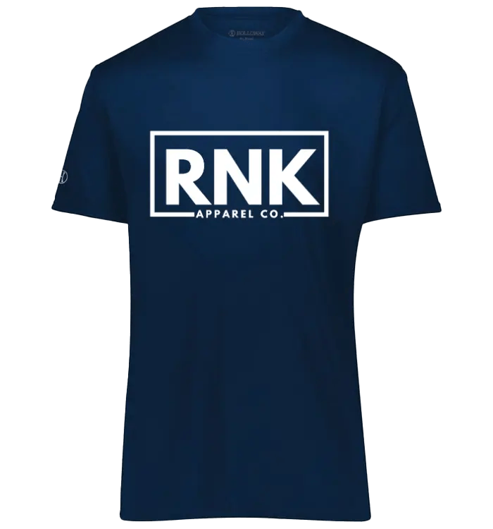 Unisex athletic T-shirt by RNK Apparel Co. in performance polyester, shown in a casual front view with a crew neckline.