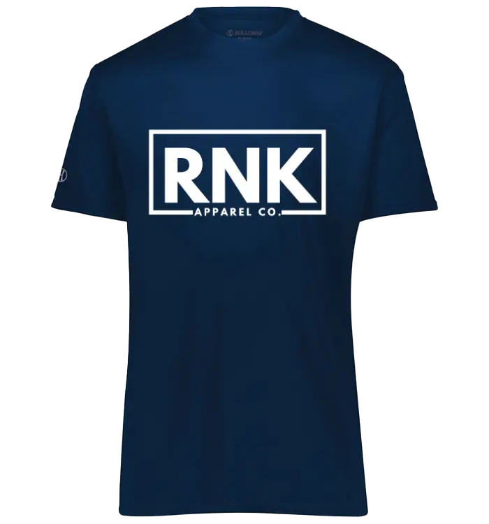 Unisex athletic T-shirt by RNK Apparel Co. in performance polyester, shown in a casual front view with a crew neckline.