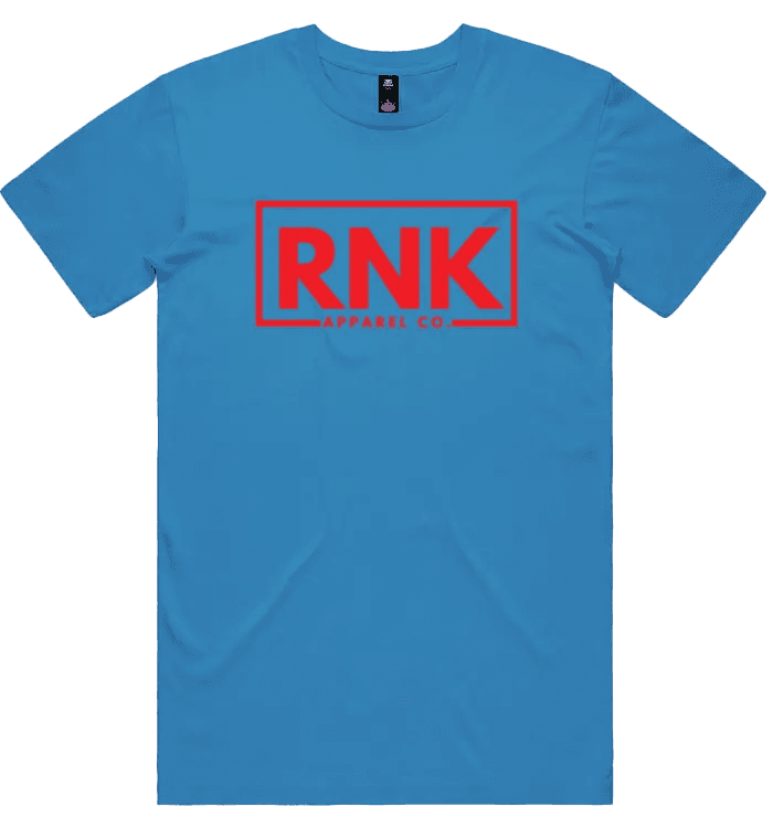Adult unisex T-shirt by RNK Apparel Co. in 100% combed cotton, shown flat with short sleeves and crew neckline.