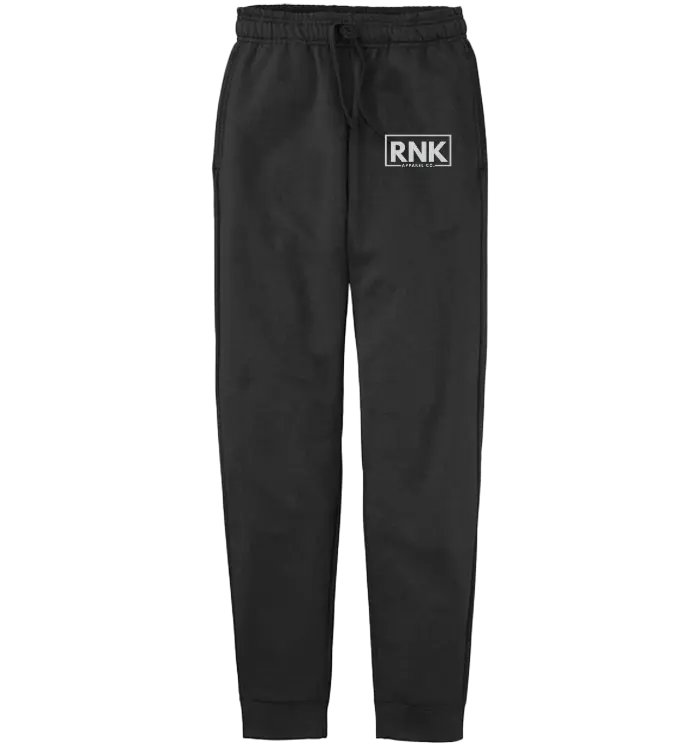 RNK Youth Joggers in white fleece with logo, comfortable sweatpants designed for kids by RNK Apparel Co.