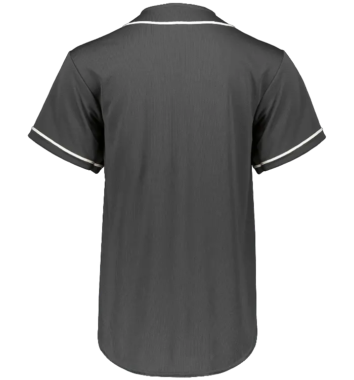 White RNK Unisex Wicking Mesh Button Jersey with logo, featuring breathable mesh fabric and button closure, suitable for athletic wear.