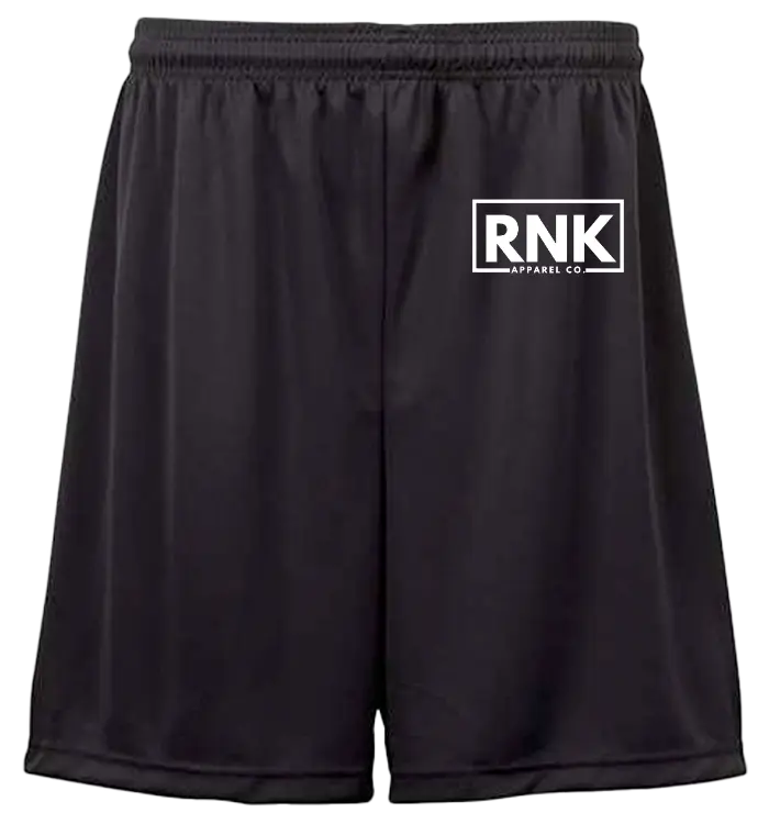 RNK Unisex Performance Shorts with moisture-management fabric, athletic design, and comfortable fit for active wear.