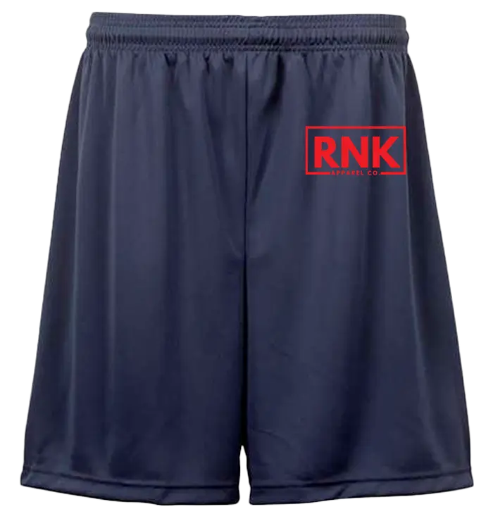 RNK Youth Performance Shorts by RNK Apparel Co. moisture-management athletic shorts, shown in black with elastic waistband and breathable fabric.