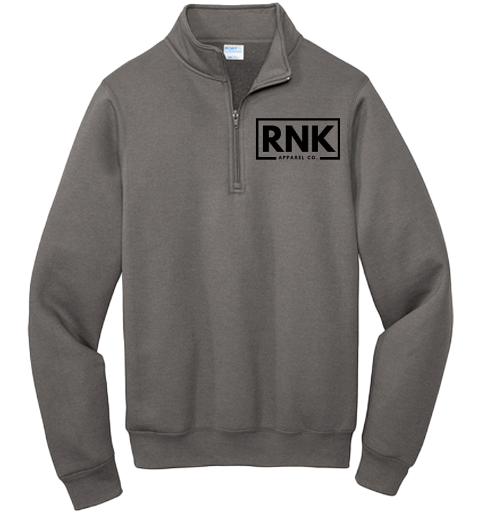 Premium navy hockey quarter zip fleece by RNK Apparel Co, featuring a comfortable fit and quarter-length zipper.