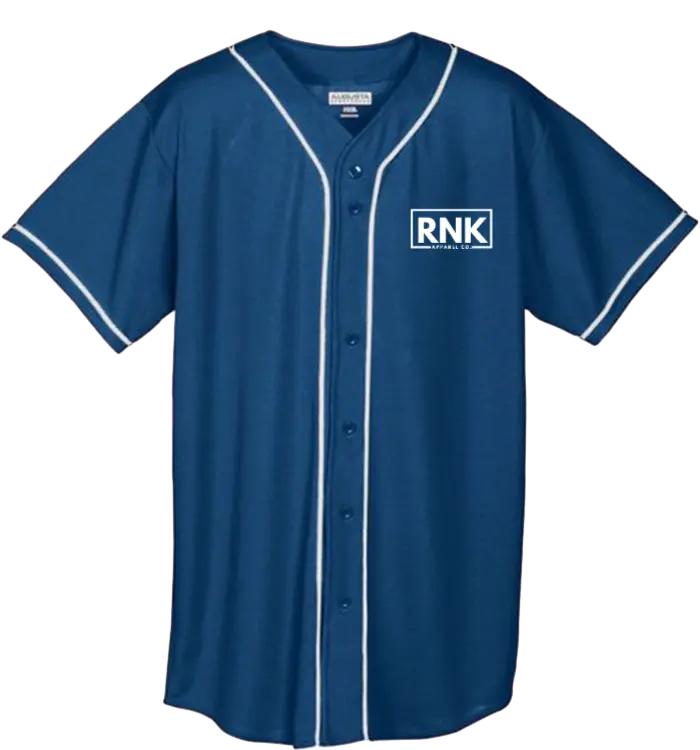 RNK Apparel Co. unisex white wicking mesh button jersey with logo, featuring breathable fabric and casual athletic style.