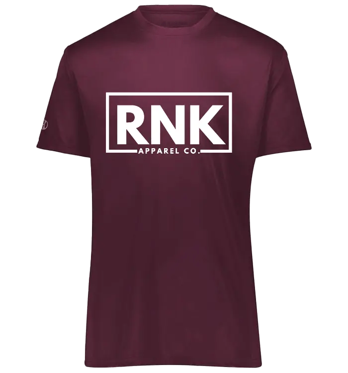 RNK Unisex athletic T-shirt in black with crew neckline, made by RNK Apparel Co., displayed flat on a white background.