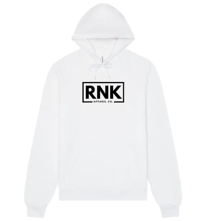 Premium navy hockey fleece hoodie from RNK Apparel Co with a front pocket and drawstrings, soft and cozy for cold weather.