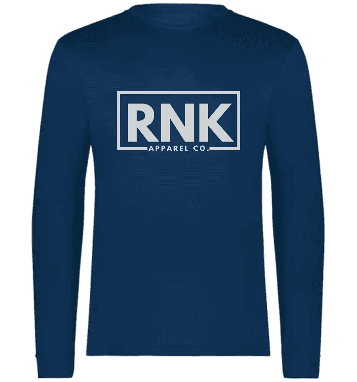 RNK Adult Unisex Performance Long Sleeve T-Shirt made of 100% polyester, shown in a sleek, fitted design suitable for active wear.