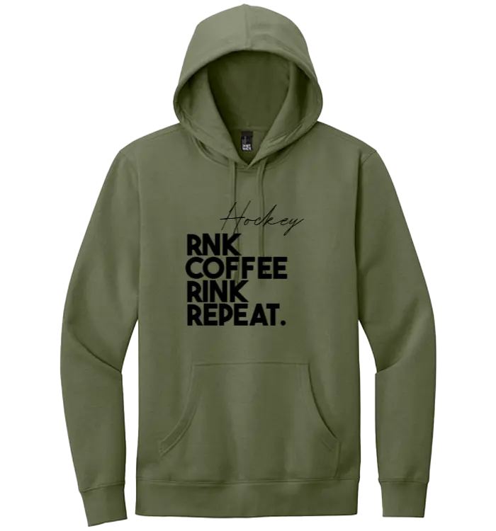Unisex RNK fleece hoodie with coffee graphic, featuring a cozy fit and casual style in a warm coffee color.