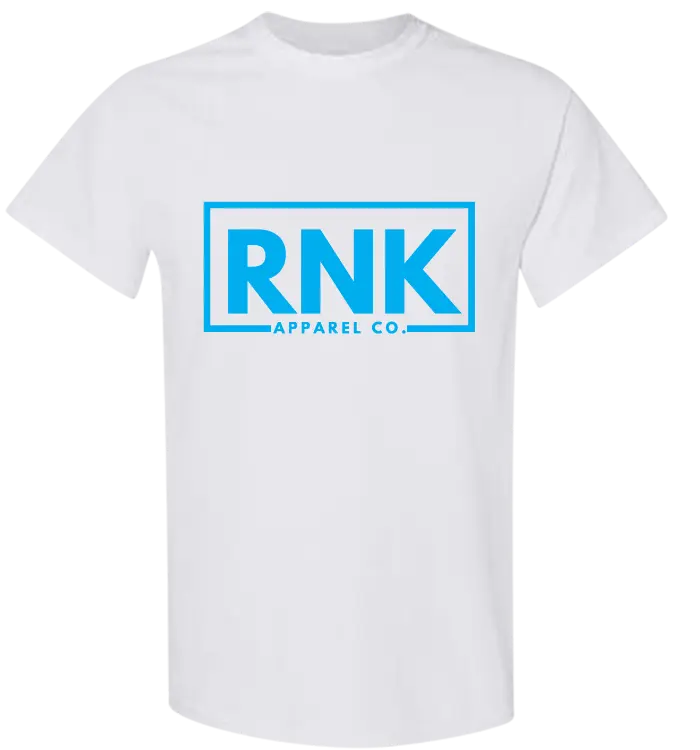 Youth Aqua RNK Logo T-Shirt featuring a 100% cotton hockey style tee with RNK Apparel Co. logo on the front.