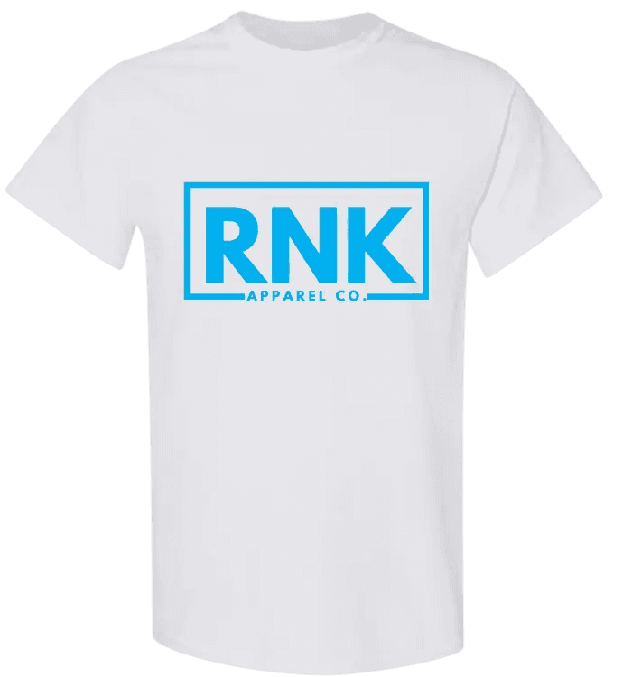 Youth Aqua RNK Logo T-Shirt featuring a 100% cotton hockey style tee with RNK Apparel Co. logo on the front.