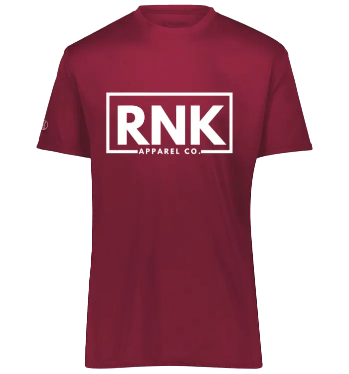 RNK Adult Unisex Athletic T-Shirt in performance polyester fabric, navy blue with crew neck and short sleeves.