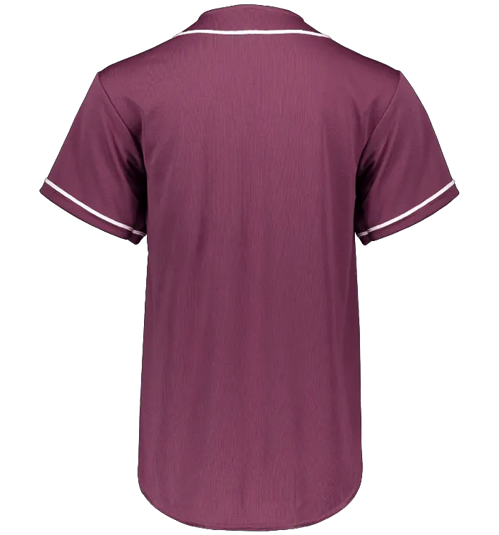 White RNK Unisex Wicking Mesh Button Jersey with logo, featuring breathable fabric and a classic button-up design.