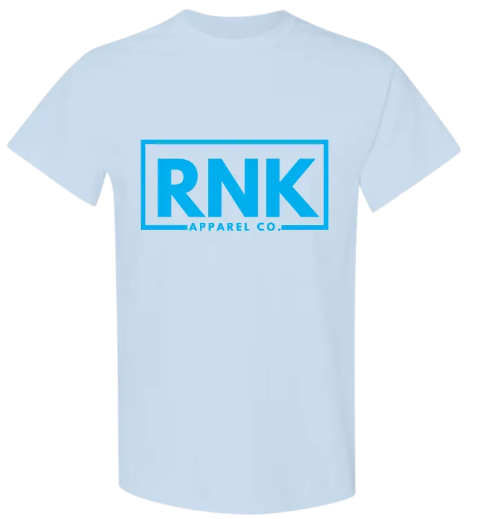 Youth Aqua RNK Logo T-Shirt made from 100% cotton, featuring a bold RNK Apparel Co. logo on the front, casual hockey style tee.