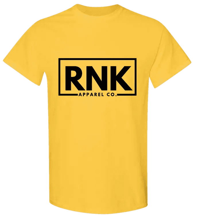 Youth black RNK Logo T-shirt made of 100% cotton, featuring a hockey-inspired design on the front.