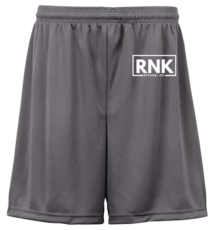 RNK Youth Performance Shorts by RNK Apparel Co., moisture-management athletic shorts for active youth, shown in black with breathable fabric