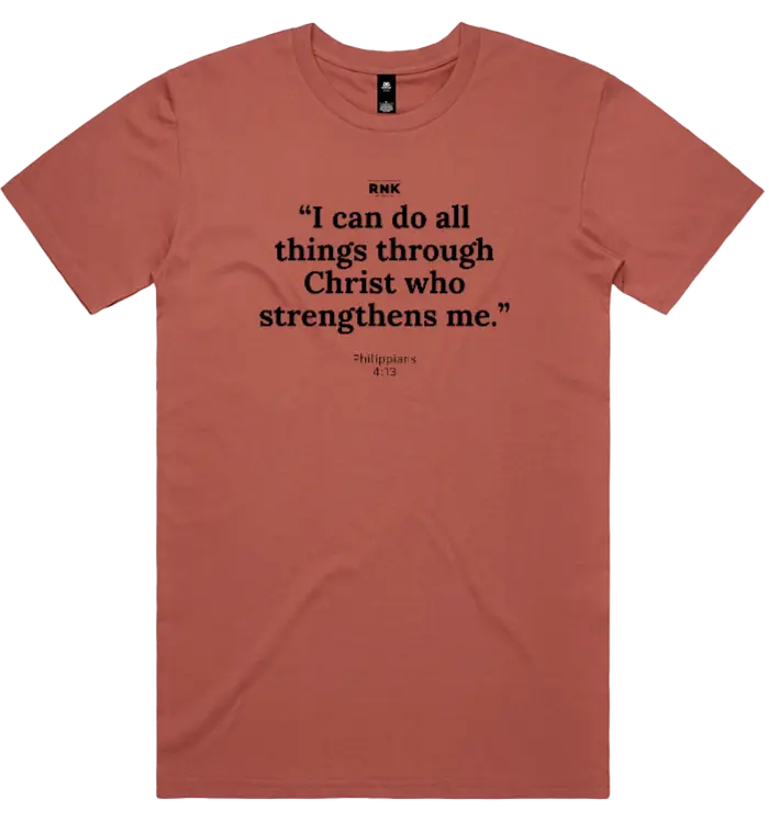 Unisex cotton T-shirt by RNK Apparel Co. featuring the motivational "I Can Do All Things" graphic in bold print.