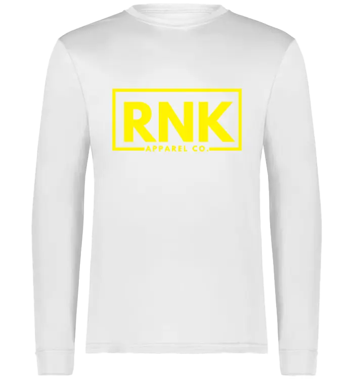 RNK Adult Performance Long Sleeve T-Shirt, lightweight hockey training shirt, black with RNK logo on front, designed for athletic wear