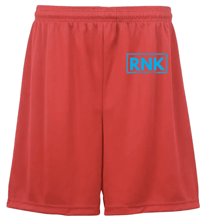RNK Unisex Performance Shorts with moisture-management fabric, athletic design, and lightweight material for active wear.