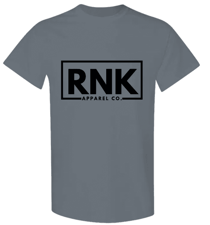 Youth black RNK logo T-shirt made of 100% cotton, featuring a hockey-inspired design and RNK Apparel Co. branding.