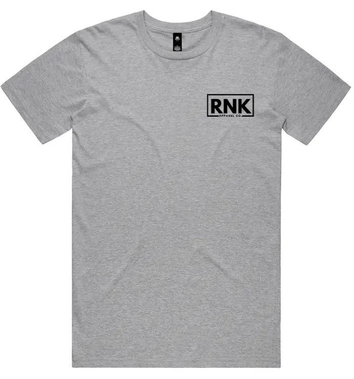 RNK Apparel Co. adult unisex combed cotton T-shirt with small logo on the left chest in black color.
