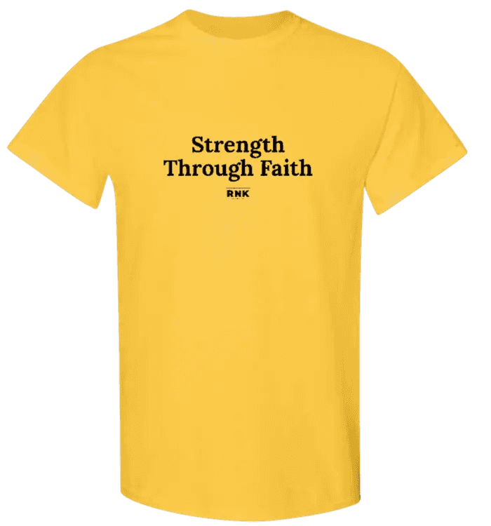 Yellow youth faith hockey T-shirt with black text