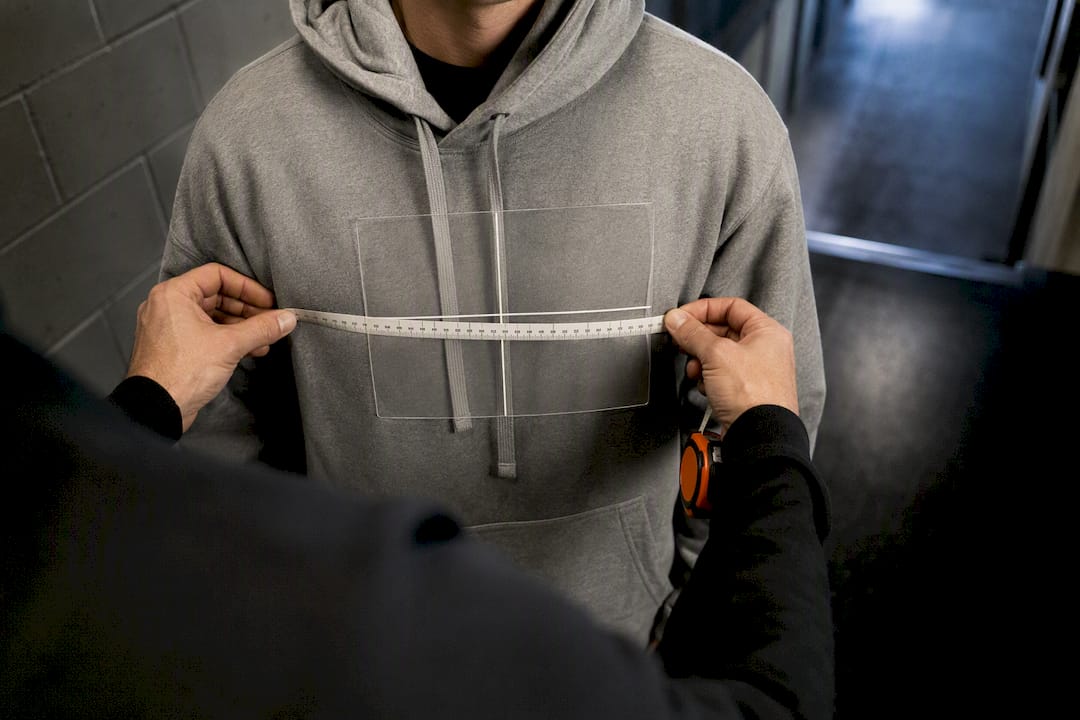 Measuring usable hoodie chest logo space