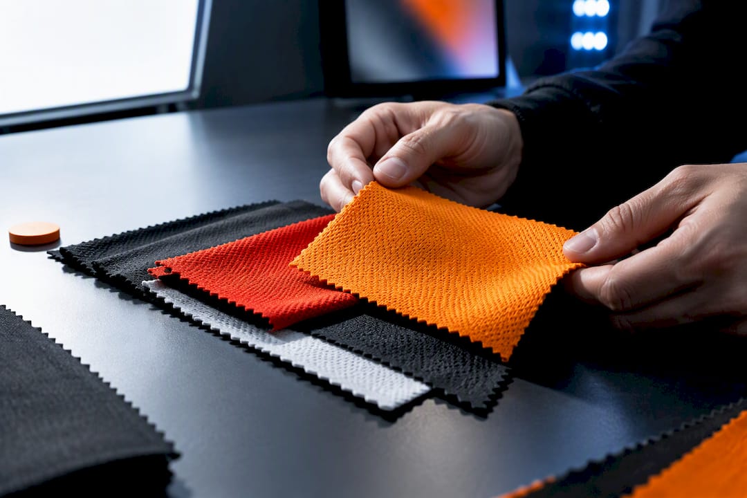 Textile swatches under contrasting lighting