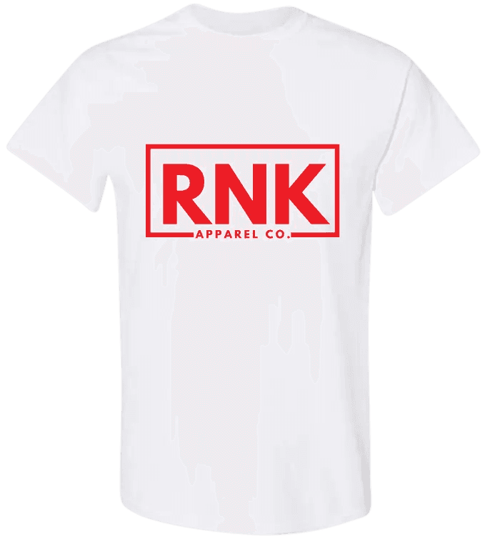 Red youth cotton T-shirt with RNK logo graphic by cmgvd2nmw00acoj0juazl4l2x featuring a casual, comfortable fit.