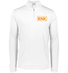 Adult dry-fit 1/4 zip polyester pullover in black, shown on a hanger with a smooth, athletic fabric finish.