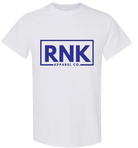 Youth cotton T-shirt with royal blue color and RNK logo graphic by cmgvd2nmw00acoj0juazl4l2x, front view.