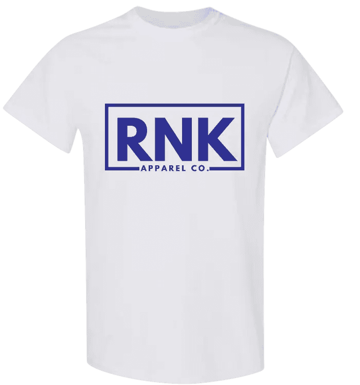 Youth cotton T-shirt with royal blue color and RNK logo graphic by cmgvd2nmw00acoj0juazl4l2x, front view.