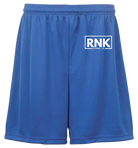 RNK Apparel Co. unisex performance shorts with moisture-management fabric, designed for athletic activity and comfort.