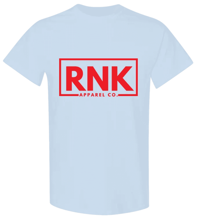 Red youth cotton T-shirt with RNK logo graphic, featuring a casual fit and vibrant color, by cmgvd2nmw00acoj0juazl4l2x.