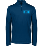 Adult dry-fit 1/4 zip polyester pullover in black, featuring a high collar and lightweight athletic design.