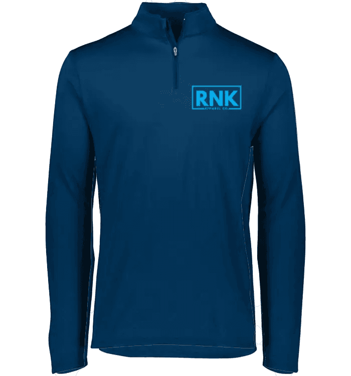 Adult dry-fit 1/4 zip polyester pullover in black, featuring a high collar and lightweight athletic design.