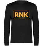 Unisex adult performance long sleeve T-shirt made of 100% polyester by cmgvd2nmw00acoj0juazl4l2x, shown in black with fitted design.