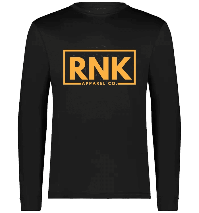 Unisex adult performance long sleeve T-shirt made of 100% polyester by cmgvd2nmw00acoj0juazl4l2x, shown in black with fitted design.