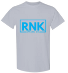 Youth Aqua RNK Logo T-Shirt featuring a hockey-inspired design, made from 100% cotton by RNK Apparel Co.