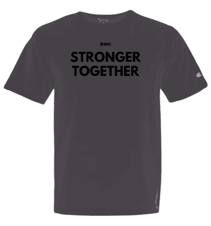 Unisex Stronger Together Champion garment dyed T-shirt by cmgvd2nmw00acoj0juazl4l2x, showing front view with logo text.