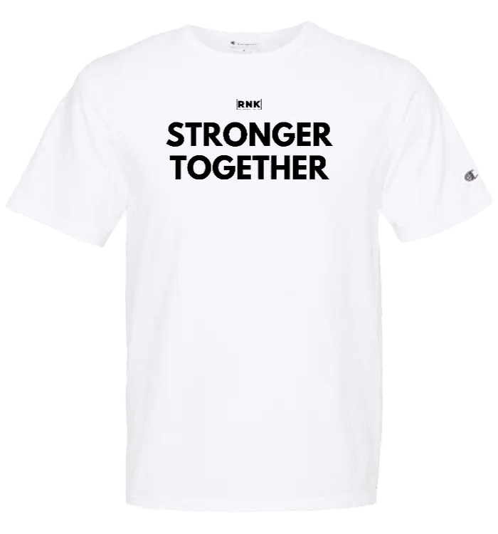Unisex Champion "Stronger Together" garment dyed T-shirt by cmgvd2nmw00acoj0juazl4l2x, featuring a casual fit and bold text design.