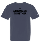 Unisex Champion T-shirt by cmgvd2nmw00acoj0juazl4l2x, garment dyed, with "Stronger Together" graphic on front.