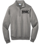 Premium hockey quarter zip fleece by RNK Apparel Co, navy blue with a high collar and zipper detail, soft and warm fabric.