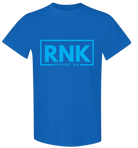 Youth Aqua RNK Logo T-Shirt featuring a hockey-inspired design on 100% cotton fabric, by RNK Apparel Co.
